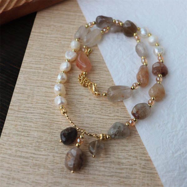 Natural Gemstone Pendant Freshwater Pearl Necklace