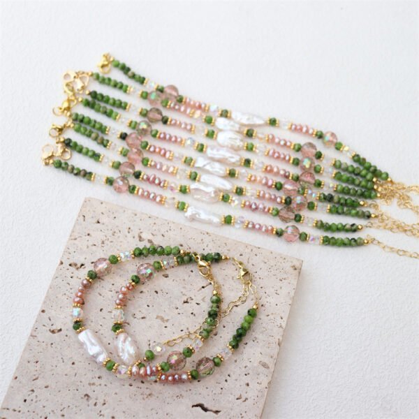Freshwater Pearl Natural Stone Crystal Design Bracelet