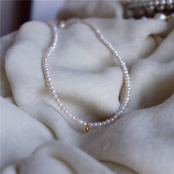 3mm High Luster Tiny Natural Freshwater Pearl Necklace