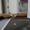 Fluorite Crystal Baroque Pearl Pendant Necklace