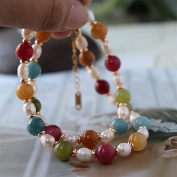 Freshwater Pearl Multicolor Natural Stone Beaded Necklace