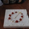 Natural Red Agate Freshwater Pearl Necklace Bracelet Set