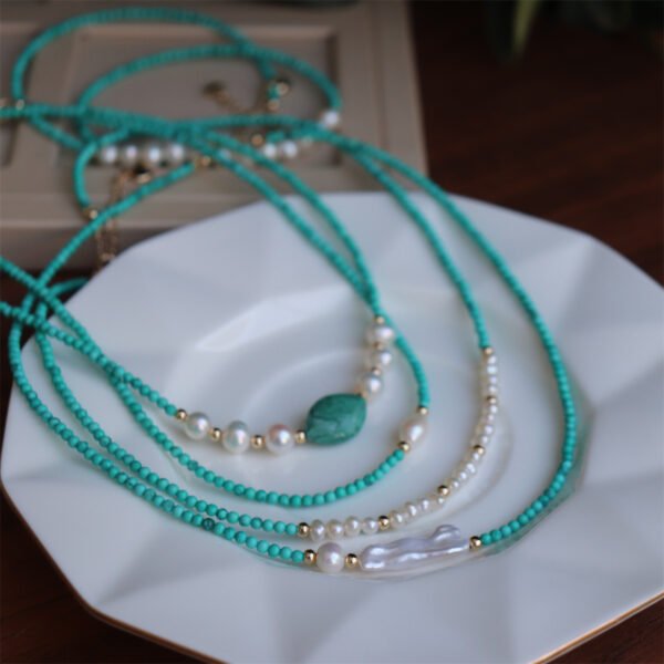 Natural Turquoise Freshwater Pearl Necklace