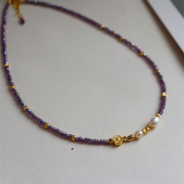 Purple Crystal Freshwater Pearl Necklace