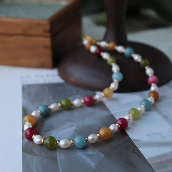 Freshwater Pearl Multicolor Natural Stone Beaded Necklace