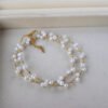 Minimal Braided Freshwater Pearl Necklace Bracelet Set