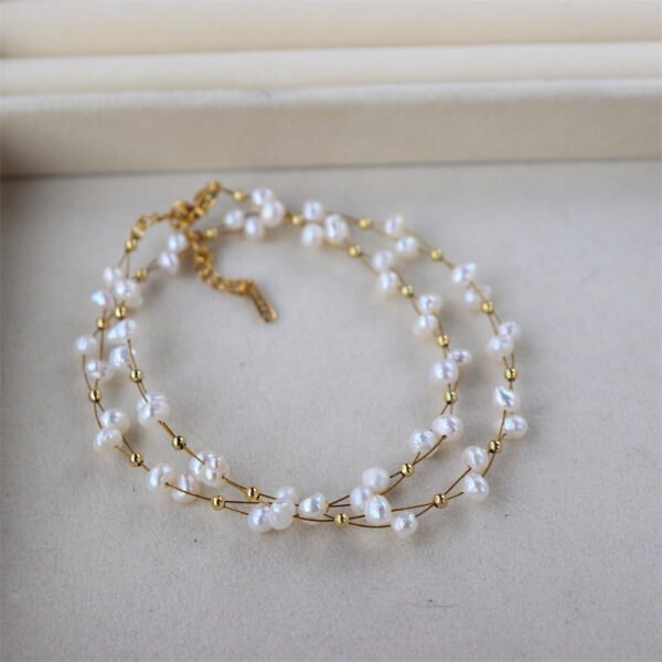 Minimal Braided Freshwater Pearl Necklace Bracelet Set