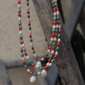 详情图片_07 Faceted Crystal Freshwater Pearl Pendant Choker Necklace