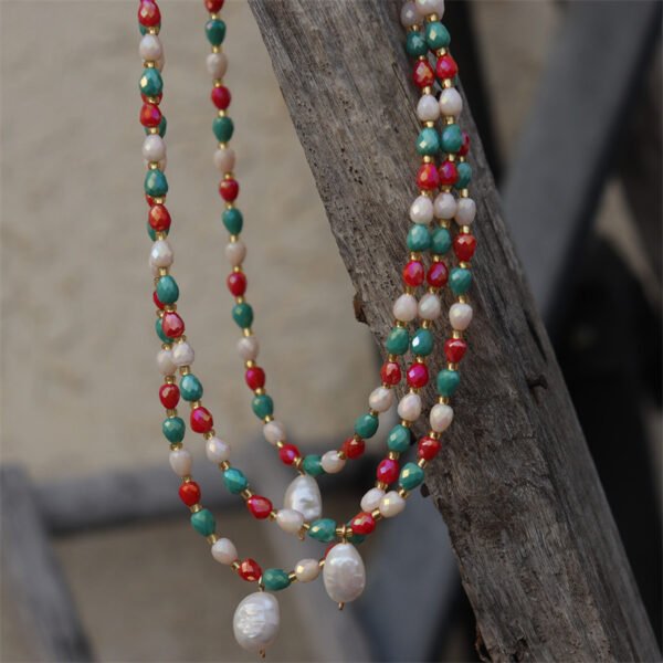 Faceted Crystal Freshwater Pearl Pendant Choker Necklace