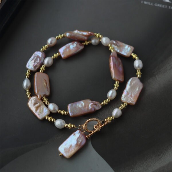 详情图片_07 Natural Freshwater Baroque Square Pearl Necklace