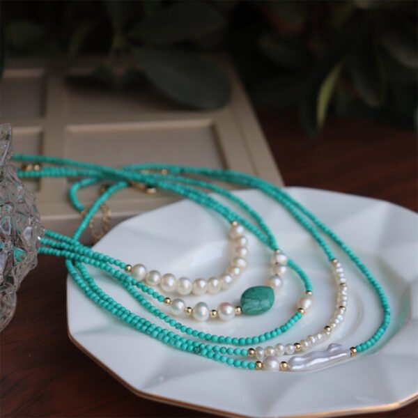 Natural Turquoise Freshwater Pearl Necklace