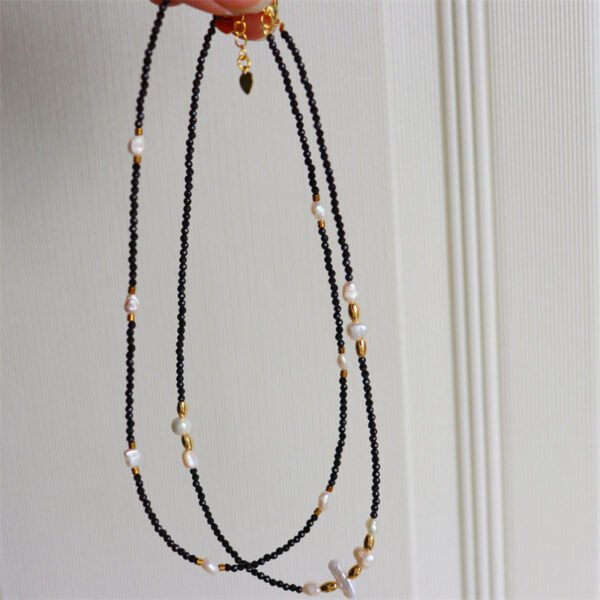 Natural Freshwater Pearl Black Crystal Choker Necklace