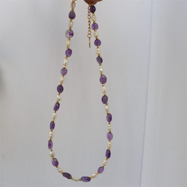 Natural Amethyst Freshwater Pearl Necklace Bracelet Jewelry Set