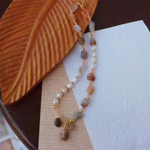 Natural Gemstone Pendant Freshwater Pearl Necklace