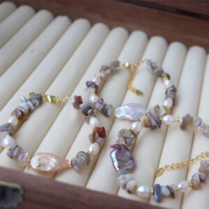 详情图片_08 Baroque Freshwater Pearl Natural Agate Bracelet