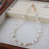Minimal Braided Freshwater Pearl Necklace Bracelet Set