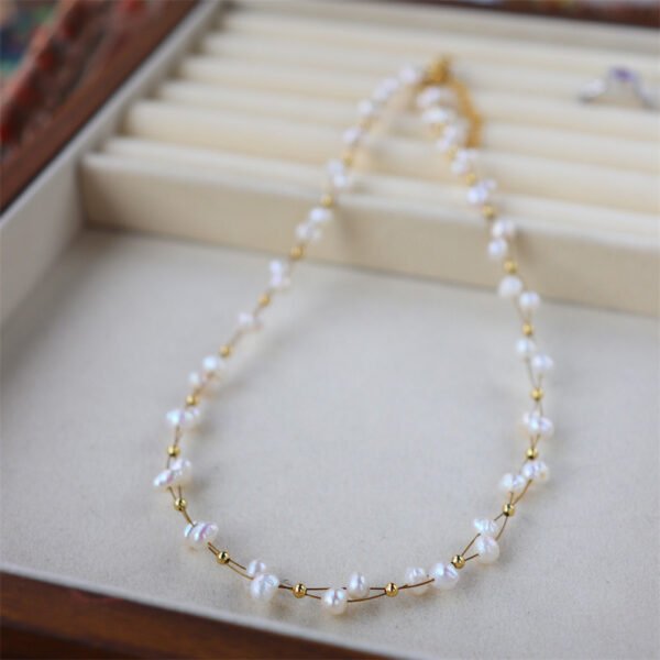 Minimal Braided Freshwater Pearl Necklace Bracelet Set