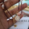 Natural Garnet Pearl Woven Ball Pendant Necklace