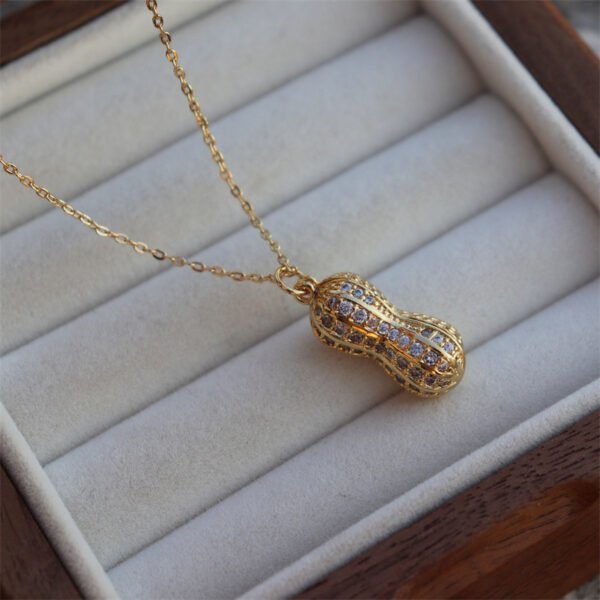 Cubic Zirconia Set Peanut Shaped Pearl Pendant Necklace