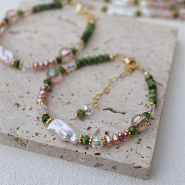 Freshwater Pearl Natural Stone Crystal Design Bracelet