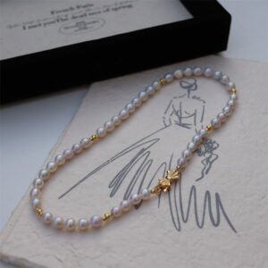 High Luster Freshwater Pearl Choker with Bow Clasp
