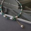 Fluorite Crystal Baroque Pearl Pendant Necklace