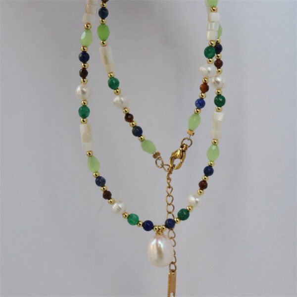 Natural Stone Freshwater Pearl Pendant Clavicle Necklace