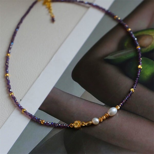 Purple Crystal Freshwater Pearl Necklace