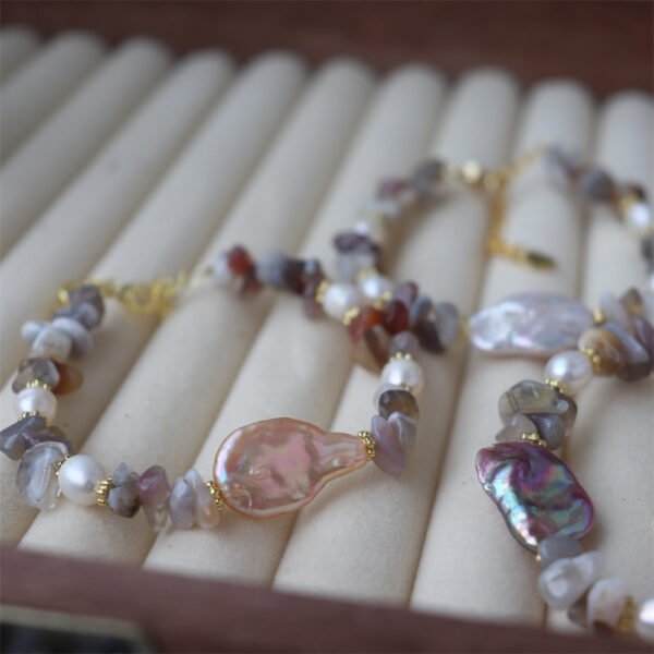 详情图片_09 Baroque Freshwater Pearl Natural Agate Bracelet