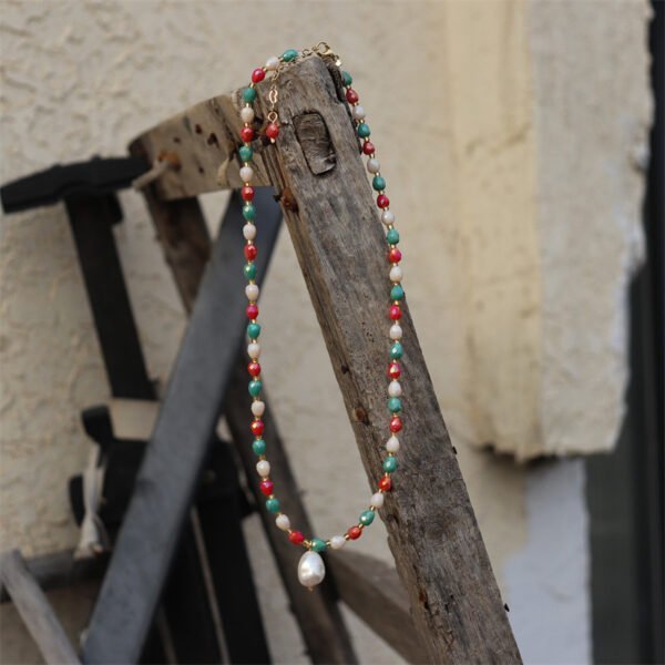 Faceted Crystal Freshwater Pearl Pendant Choker Necklace
