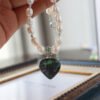 Baroque Freshwater Pearl Heart Natural Stone Pendant Necklace