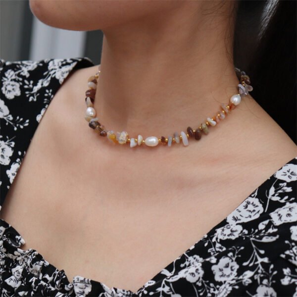 Natural Pearl Natural Stone Necklace Bracelet Jewelry Set
