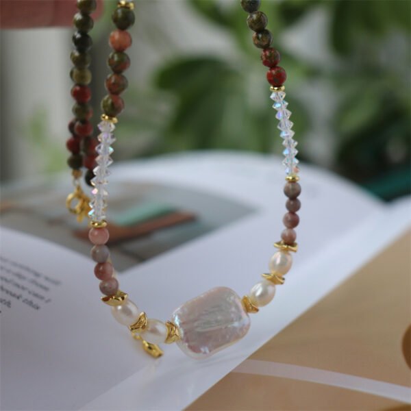 Crystal Natural Stone Baroque Freshwater Pearl Necklace