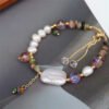 Baroque Pearl Natural Stone Pendant Bracelet