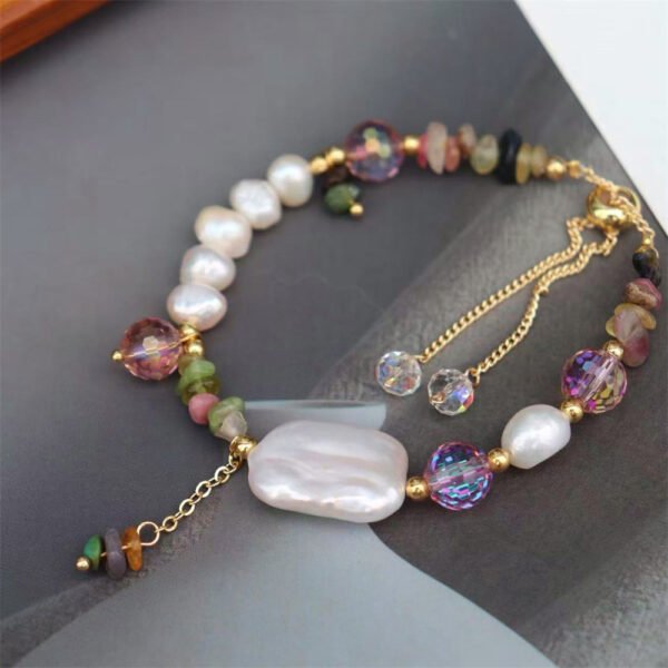 Baroque Pearl Natural Stone Pendant Bracelet