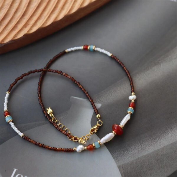 Natural Freshwater Pearl Glass Seed Bead Necklace