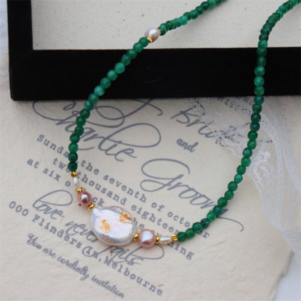 Baroque Pearl Natural Jade Necklace