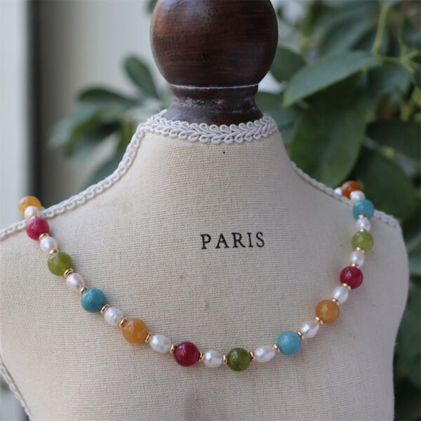 Freshwater Pearl Multicolor Natural Stone Beaded Necklace