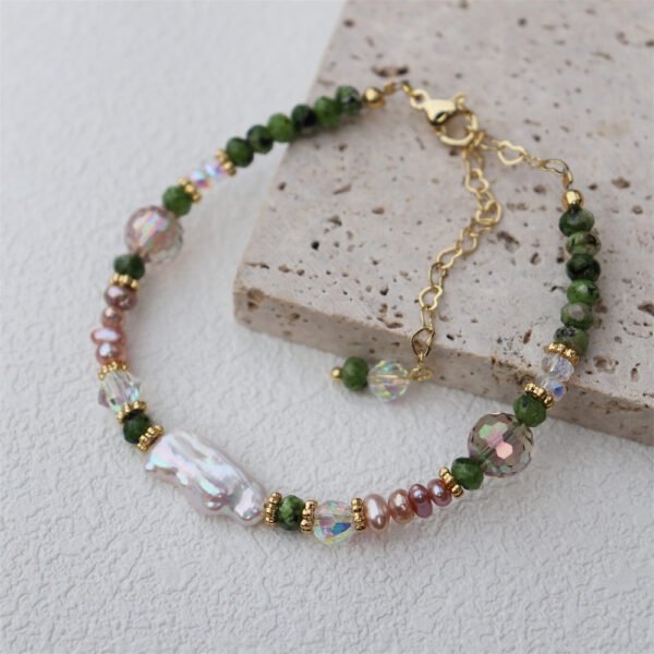 Freshwater Pearl Natural Stone Crystal Design Bracelet