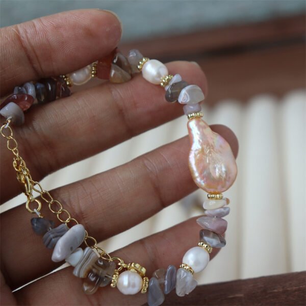 详情图片_11 Baroque Freshwater Pearl Natural Agate Bracelet