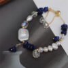 Baroque Pearl Natural Stone Pendant Bracelet