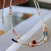 Natural Freshwater Pearl Gemstone Crystal Choker Necklace