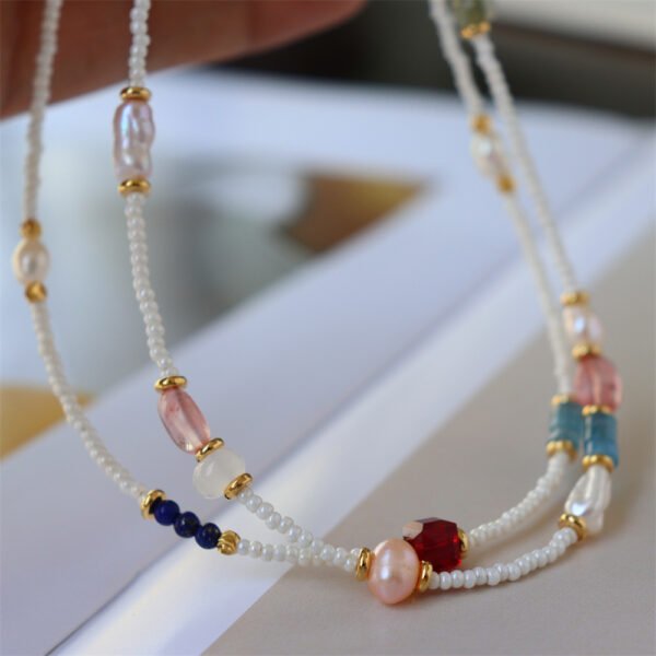 Natural Freshwater Pearl Gemstone Crystal Choker Necklace