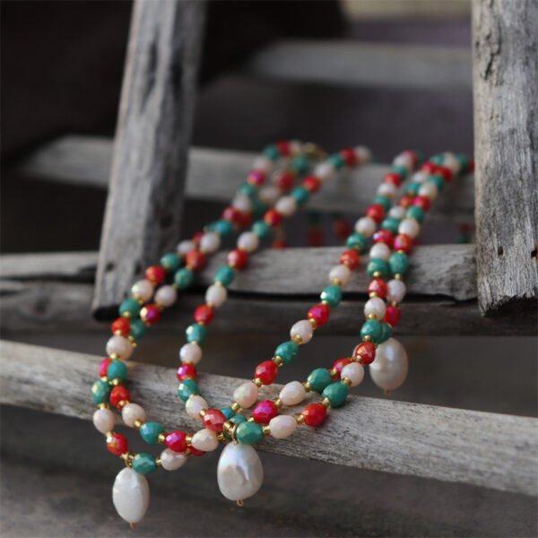 Faceted Crystal Freshwater Pearl Pendant Choker Necklace