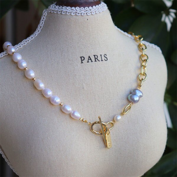 Natural Baroque Pearl with Gold-Plated Chain Necklace