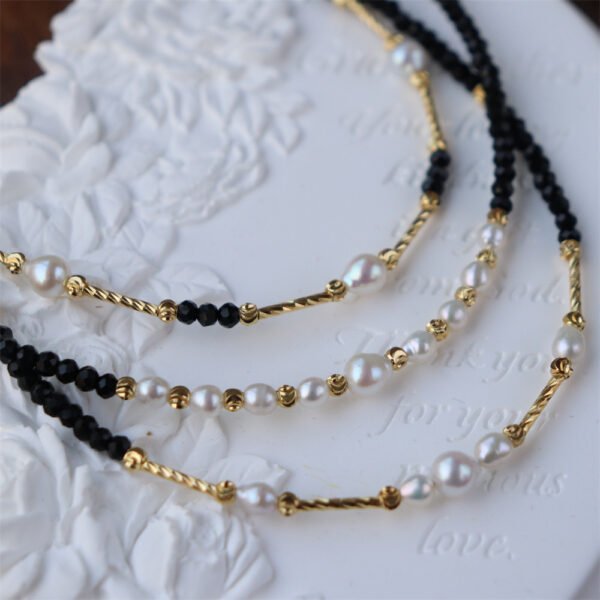 Black Crystal Natural Freshwater Pearl Necklace