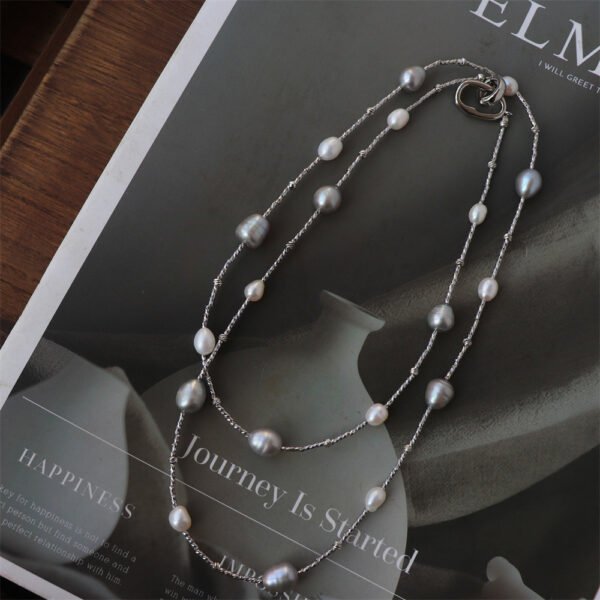 Starburst Natural Freshwater Pearl Long Sweater Necklace