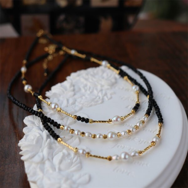 Black Crystal Natural Freshwater Pearl Necklace