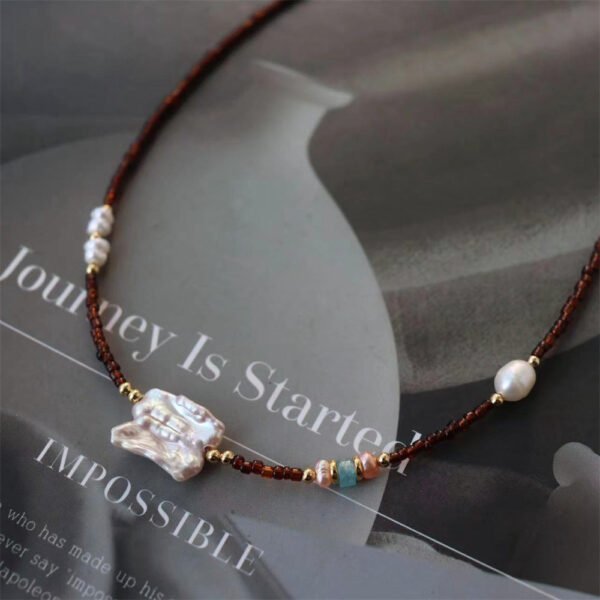 Natural Freshwater Pearl Glass Seed Bead Necklace