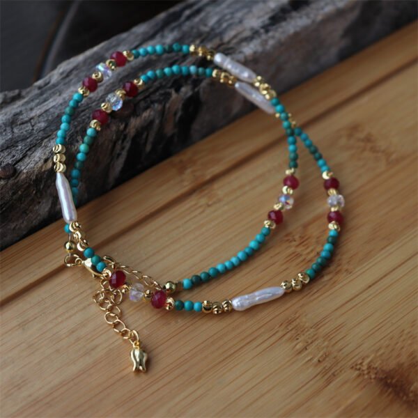 Turquoise Baroque Pearl Collar Necklace Bracelet Set